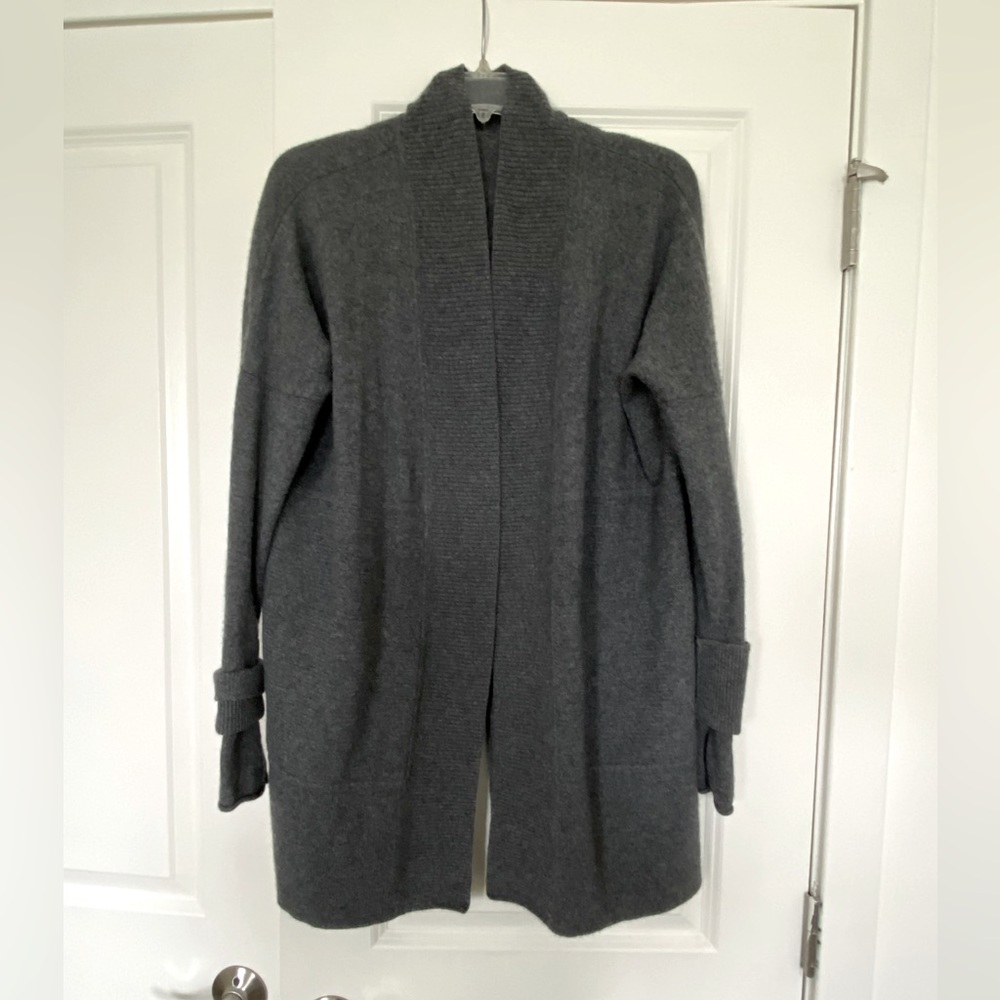 Lululemon Split Back Cashmere Cardigan Sweater Sz Lg Gray